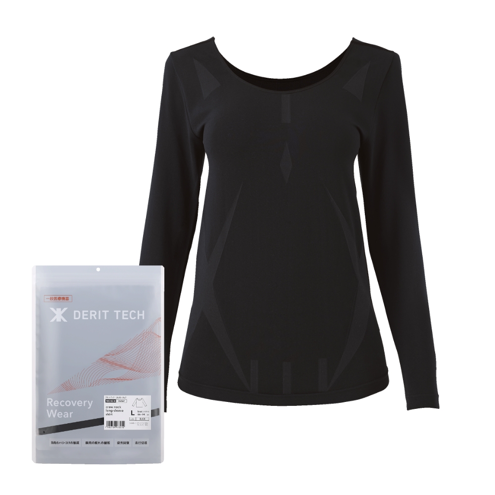 デリットテック リカバリーウェア（一般医療機器）（Mサイズ） ブラック 長袖インナーシャツ（レディース）