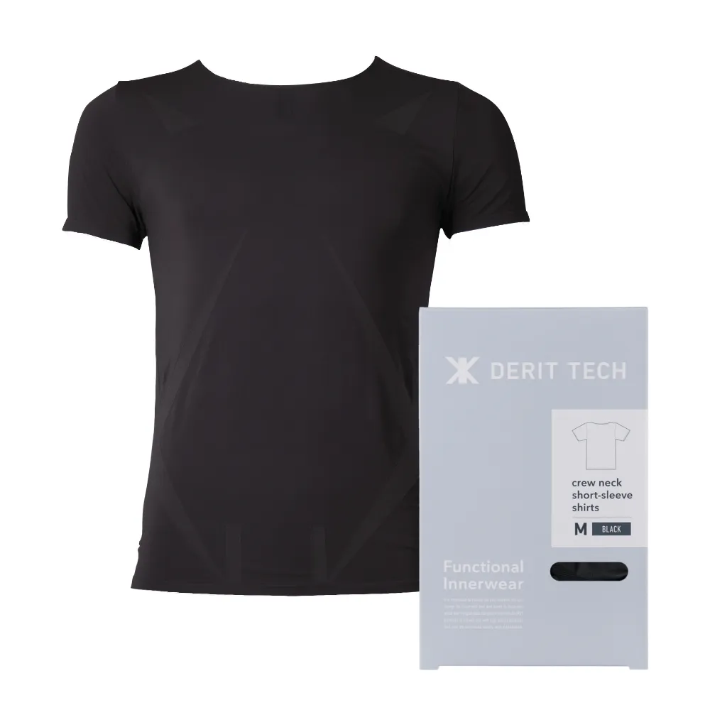 デリットテック 機能性インナーウェア（Lサイズ） ブラック クルーネック 半袖シャツ（メンズ）